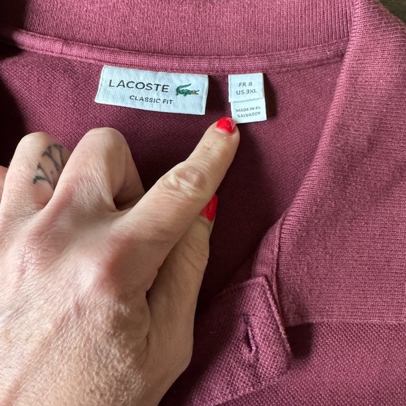 Lacoste maroon polo size 3xl Men's Classic Fit Original L.12.12 Polo - Picture 5 of 5